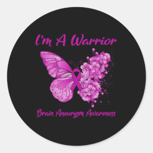 I'm A Warrior Brain Aneurysm Awareness 1  Classic Round Sticker