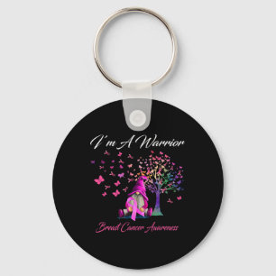 I'm A Warrior Breast Cancer Awareness Gnomes Pink  Keychain