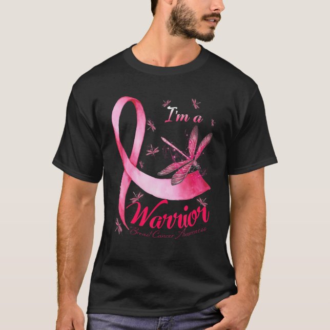 I'm A Warrior Dragonfly Breast Cancer Awareness T-Shirt (Front)