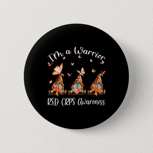 I'm A Warrior Rsd Crps Awareness Gnomes  Button (Front)