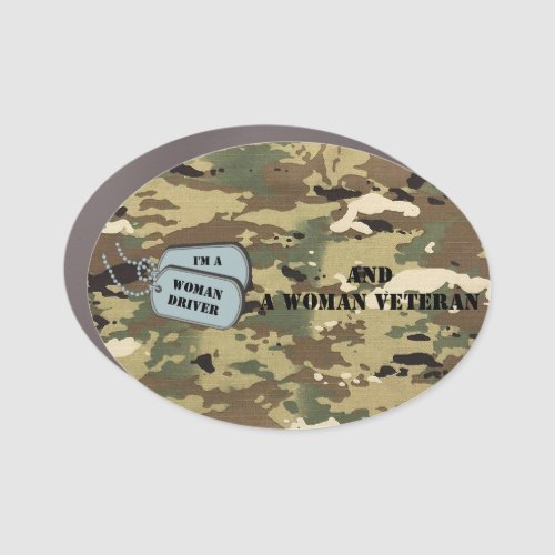 Im a Woman Driver and Woman Veteran Camouflage Car Magnet