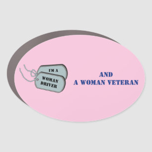 I'm a Woman Driver and Woman Veteran Pink Car Magn Magnet