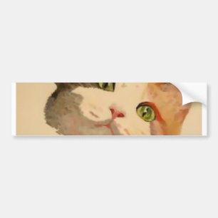 I'm All Ears: Calico Cat Portrait Bumper Sticker