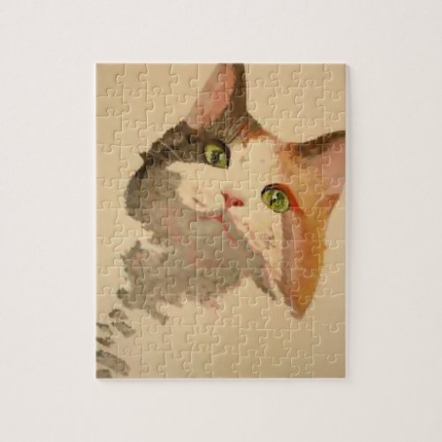 Im All Ears Calico Cat Portrait Jigsaw Puzzle