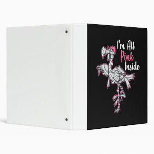 Im All Pink Inside Funny Halloween Flamingo Gift 3 Ring Binder