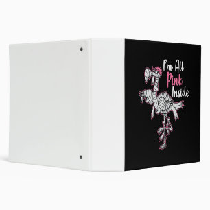 Im All Pink Inside Funny Halloween Flamingo Gift 3 Ring Binder