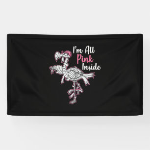 Im All Pink Inside Funny Halloween Flamingo Gift Banner