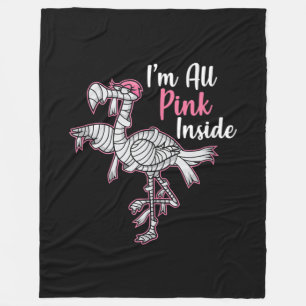 Im All Pink Inside Funny Halloween Flamingo Gift Fleece Blanket