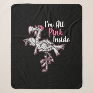Im All Pink Inside Funny Halloween Flamingo Gift Sherpa Blanket