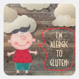 I'M ALLERGIC GLUTEN DAIRY SWEET RUSTIC BOY CLOWDS SQUARE STICKER