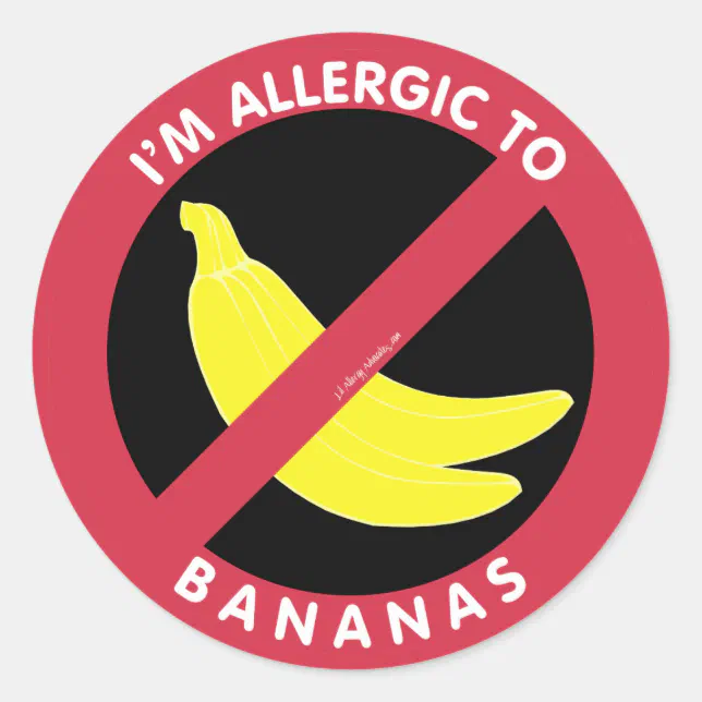 I'm Allergic To Bananas Allergy Symbol Kids Classic Round Sticker Zazzle