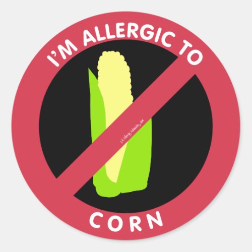 Im Allergic To Corn Food Allergy Symbol Kids Classic Round Sticker