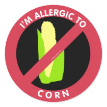 I'm Allergic To Corn Food Allergy Symbol Kids Classic Round Sticker