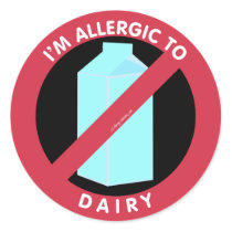 I'm Allergic To Dairy Food Allergy Symbol Kids Classic Round Sticker
