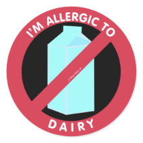 I'm Allergic To Dairy Food Allergy Symbol Kids Classic Round Sticker