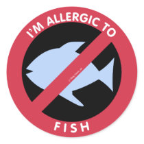 I'm Allergic To Fish Food Allergy Symbol Kids Classic Round Sticker