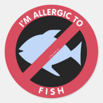 I'm Allergic To Fish Food Allergy Symbol Kids Classic Round Sticker