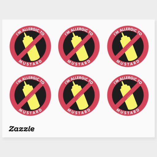 I'm Allergic To Mustard Kids Allergy Symbol Classic Round Sticker Zazzle