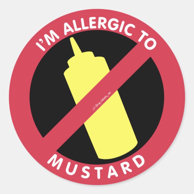 I'm Allergic To Mustard Kids Allergy Symbol Classic Round Sticker (Front)