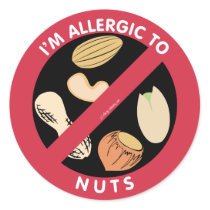 I'm Allergic To Nuts Food Allergy Symbol Kids Classic Round Sticker
