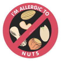 I'm Allergic To Nuts Food Allergy Symbol Kids Classic Round Sticker