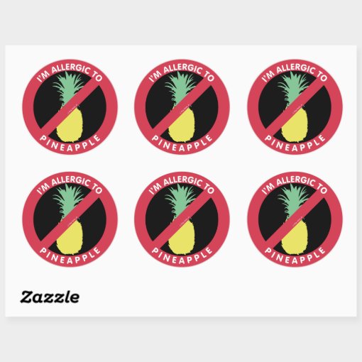 I'm Allergic To Pineapple Fruit Symbol Kids Classic Round Sticker Zazzle