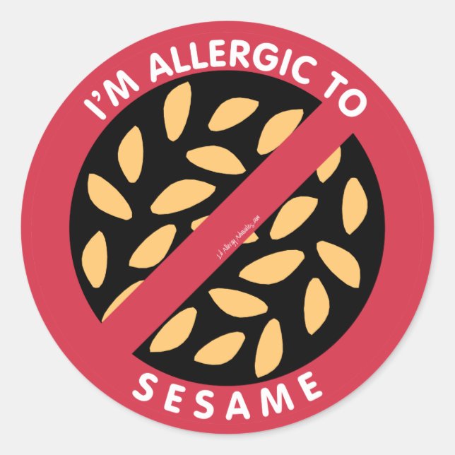 I'm Allergic To Sesame Seeds Allergy Symbol Kids Classic Round Sticker (Front)