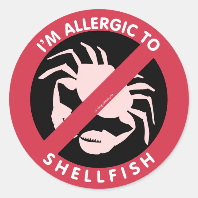 I'm Allergic To Shellfish Allergy Symbol Kids Classic Round Sticker ...