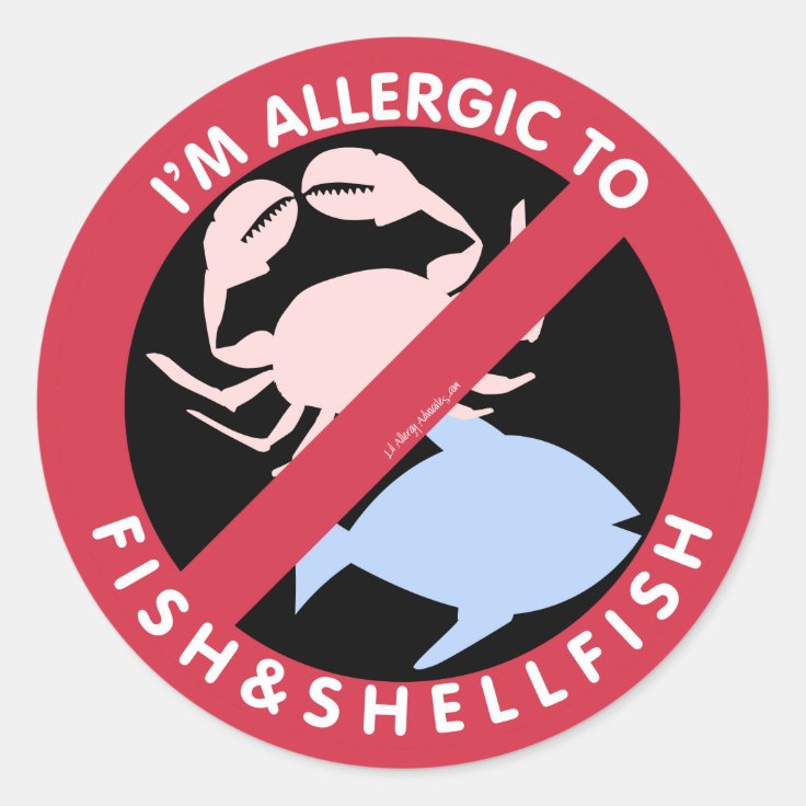 I'm Allergic To Shellfish Fish Allergy Symbol Kids Classic Round ...