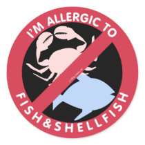 I'm Allergic To Shellfish Fish Allergy Symbol Kids Classic Round Sticker