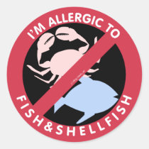 I'm Allergic To Shellfish Fish Allergy Symbol Kids Classic Round Sticker