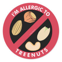 I'm Allergic To Tree Nuts Food Allergy Symbol Kids Classic Round Sticker