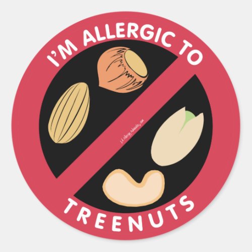 Im Allergic To Tree Nuts Food Allergy Symbol Kids Classic Round Sticker