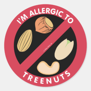 I'm Allergic To Tree Nuts Food Allergy Symbol Kids Classic Round Sticker