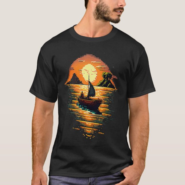 I'm an angler with a boat and go fishing pixel art T-Shirt (Front)