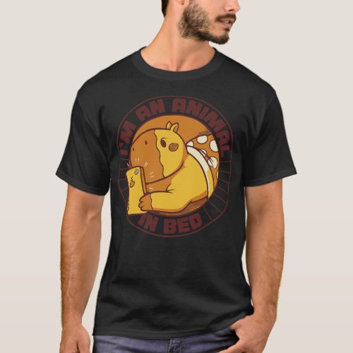 Im an Animal in Bed Capybara by Tobe Fonseca T_Shirt
