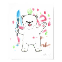 "I'm an artist!" polar bear animal nursery poster