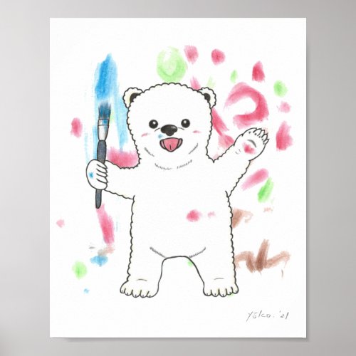 Im an artist polar bear animal nursery poster