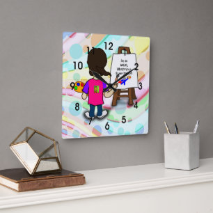 I'm an artist, What's Your Super Power? Square Wall Clock