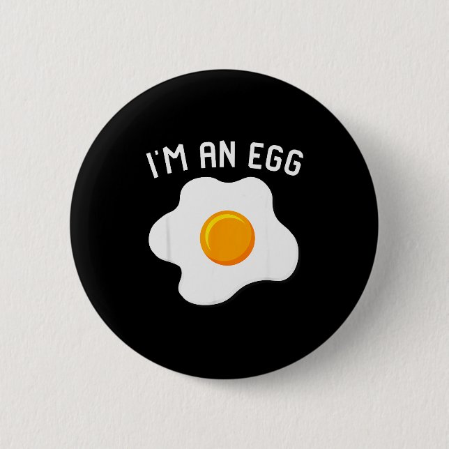 I'm An Egg Costume Funny Halloween Present Fried E Button (Front)