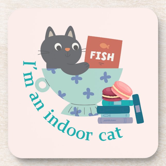 I'm An Indoor Cat Funny Beverage Coaster (Front)