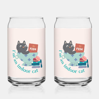 I'm An Indoor Cat Funny Can Glass