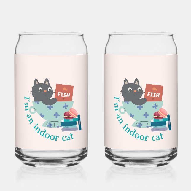 I'm An Indoor Cat Funny Can Glass (Front)