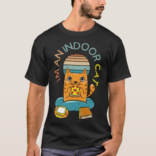 Im An Indoor Cat Funny Reading Pizza Gaming Cat P T_Shirt