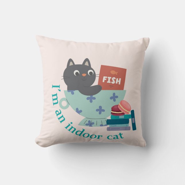 I'm An Indoor Cat Funny Throw Pillow (Front)