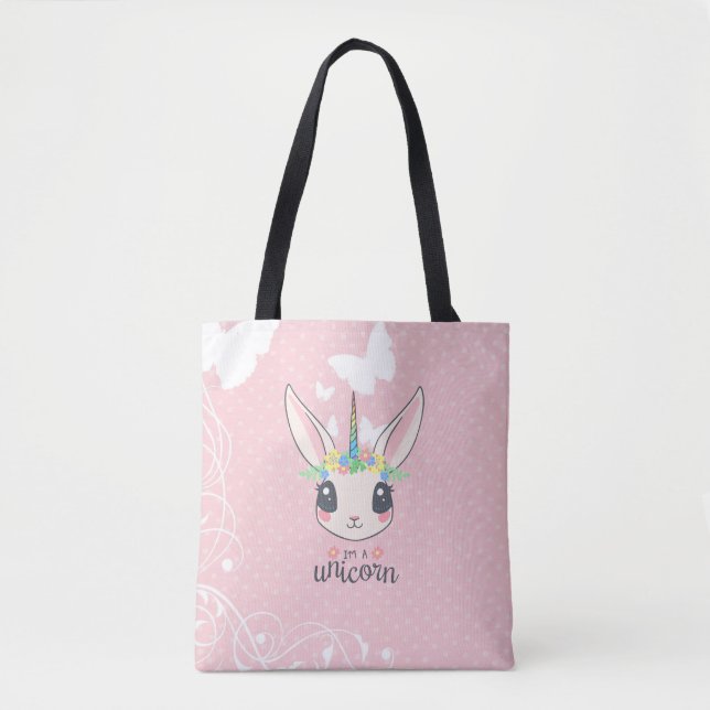 I'm an unicorn rabbit Tote Bag (Front)