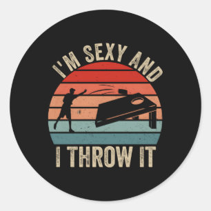I'M And I Throw It Cornhole Player Classic Round Sticker