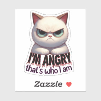 ı'm angry,crazy cat sticker