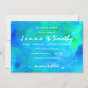 I'M AQUA WATERCOLOR  Wedding Invitation