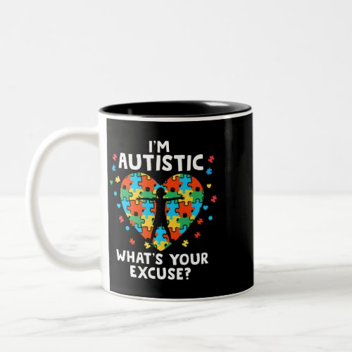 Im Autistic Autism Awareness Kids Puzzle Piece Aut Two_Tone Coffee Mug